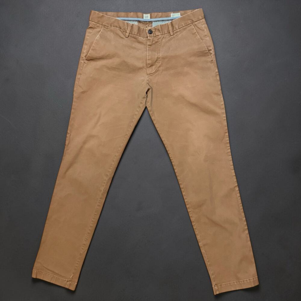 Gap Khakis Mens Peanut Slim Cut Stretch Chino Pants Size 34/32